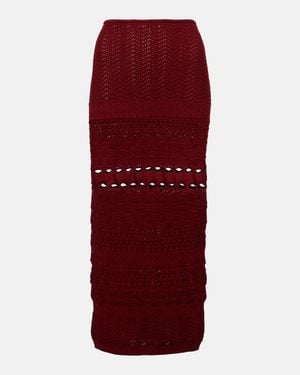 Elie Saab Cut-Out Knitted Midi Skirt - Red