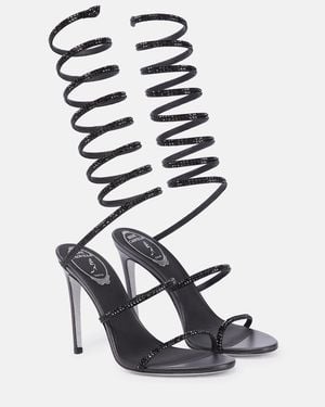 Rene Caovilla Cleo Crystal-embellished Satin Heeled Sandals - White