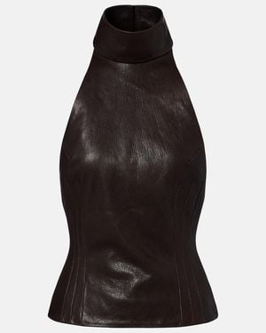 Magda Butrym Halterneck Leather Top - Black