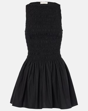 Faithfull the Brand Shirred Cotton Minidress - Black