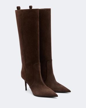 Brunello Cucinelli Monili Beadsuede Knee-High Boots - Brown