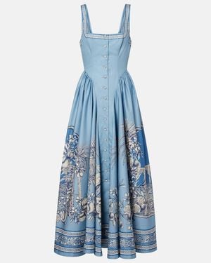 ALÉMAIS Villa Romantica Cotton Midi Dress - Blue