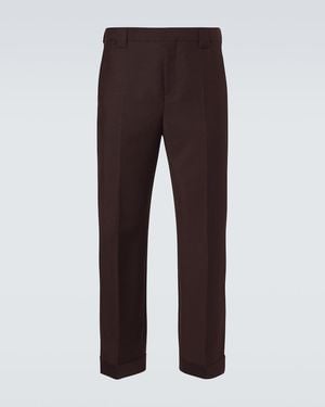Versace Cropped Wool And Mohair Straight Pants - Brown