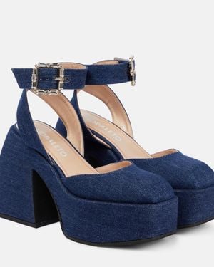 NODALETO Bulla Sofia Denim Platform Court Shoes - Blue