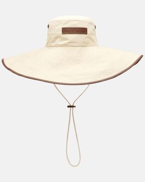 Burberry Leather-Trimmed Cotton-Blend Sun Hat - Natural