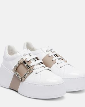 Roger Vivier Viv' Skate Embellished Leather Sneakers - White