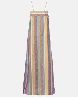 STAUD Laura Striped Linen Maxi Dress - Multicolor