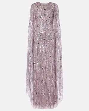 Jenny Packham Vestido De Fiesta Elio Adornado Con Capa - Morado