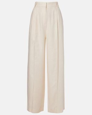 Loro Piana Lodger Linen And Wool Wide-Leg Trousers - White