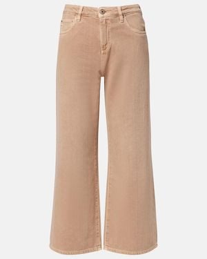 AG Jeans Saige Cropped Wide-Leg Jeans - Natural
