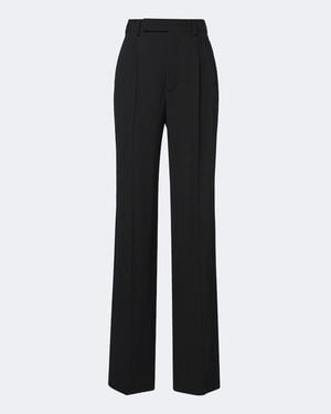 Saint Laurent Pinstripe Wool-Blend Straight Pants - Black