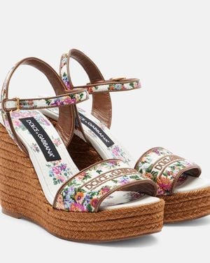 Dolce & Gabbana Bestickte Keilsandalen - Braun