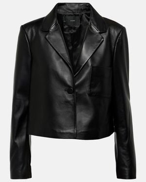 JOSEPH Cropped Leather Jacket - Black