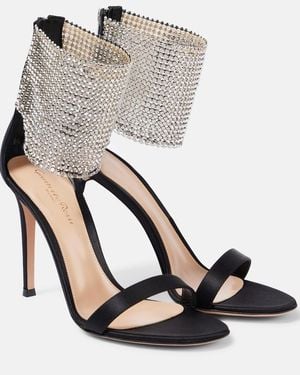 Gianvito Rossi Adore 105 Embellished Satin Sandals - Black