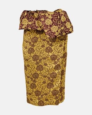 Dries Van Noten Floral Ruffled Midi Skirt - Metallic