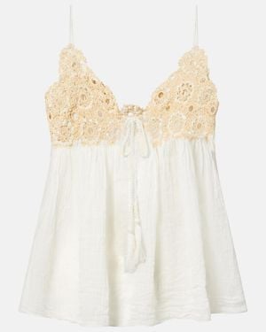 Ulla Johnson Alessia Crochet-Trimmed Cotton Gauze Top - White
