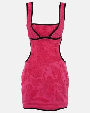 Marine Serre Jacquard Cutout Cotton Minidress - Red