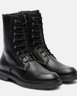 Max Mara Urbancombat Leather Combat Boots - Black
