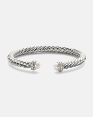David Yurman Armreif Cable Flex Aus Sterlingsilber Mit Diamanten Und Suesswasserperlen - Mettallic