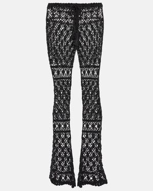 Anna Kosturova Bianca Crocheted Cotton Pants - Black