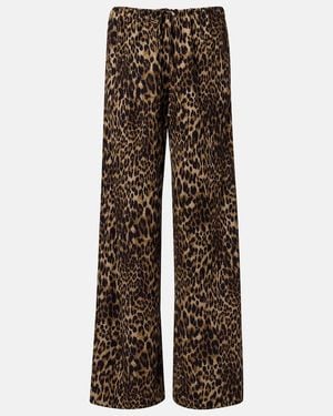 Nili Lotan Adriel Leopard-Print Wide-Leg Trousers - Brown