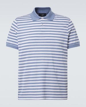 dunhill Striped Silk And Cotton Polo Shirt - Blue