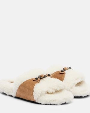 Balenciaga Suede Slides - Natural