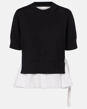 Sacai Top Con Paneles - Negro