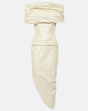 Maticevski Amber Draped Cotton Midi Dress Pearl Crush - Natural
