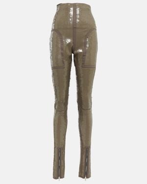 Rick Owens Dirt Waist Sequin Embellished leggings - Natural
