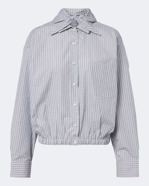 Prada Blouse En Coton A Carreaux - Gris