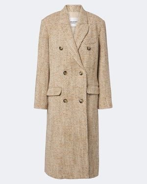 Isabel Marant Pilda Herringbone Double-Breasted Coat - Natural