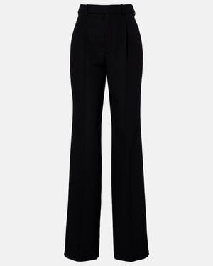 Saint Laurent Pleated Virgin Wool Straight Trousers - Black