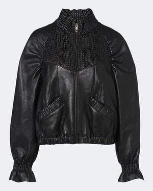 Chloé Shirred Leather Jacket - Black