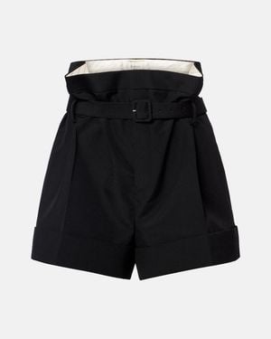 Saint Laurent Belted Mohair And Wool Shorts - Black