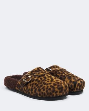 Ancient Greek Sandals Vasilitsa Shearling-Trimmed Calf Hair Clogs - Brown
