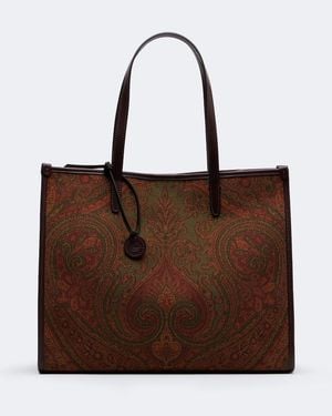 Etro Arnica Large Coated Canvas Tote Bag - Brown