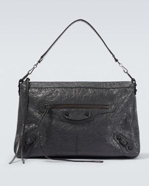 Balenciaga Le City Moto Medium Leather Shoulder Bag - Black