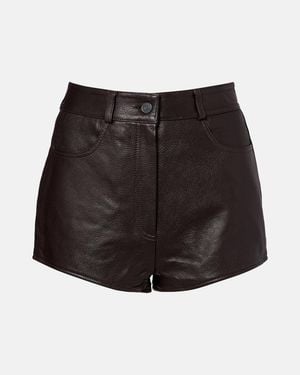 Frankie Shop Loen High-Rise Leather Micro Shorts - Black