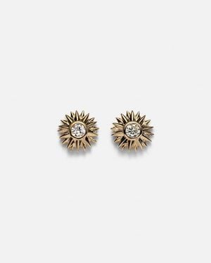 Sydney Evan Sunburst 14Kt Earrings With Diamonds - Metallic
