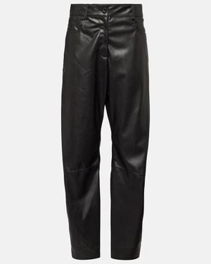 Stella McCartney High-Rise Faux Leather Straight Pants - Black