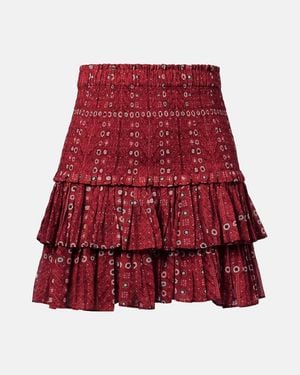 Isabel Marant Naomi Ruffled Printed Cotton Miniskirt - Red