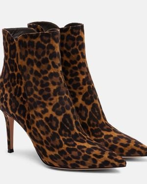 Gianvito Rossi Levy 85 Leopard-Print Suede Ankle Boots - Brown