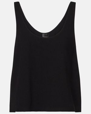 Leset Ari Cropped Crepe Tank Top - Black