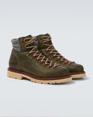 Brunello Cucinelli Leather Lace-Up Boots - Brown