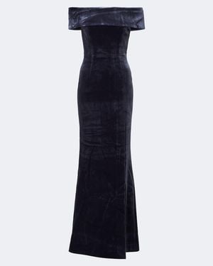 Rebecca Vallance Solana Off-Shoulder Velvet Gown - Blue