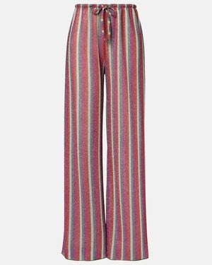 Oséree Lumiere Striped Wide-Leg Pants - Red