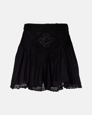 Isabel Marant Goldie Lace-Trimmed Cotton Miniskirt - Black