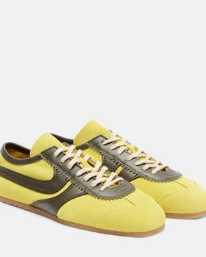 Dries Van Noten Leather-Trimmed Suede Trainers - Yellow