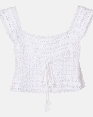 Anna Kosturova Cropped-Top Deauville Aus Haekelstrick - Weiß